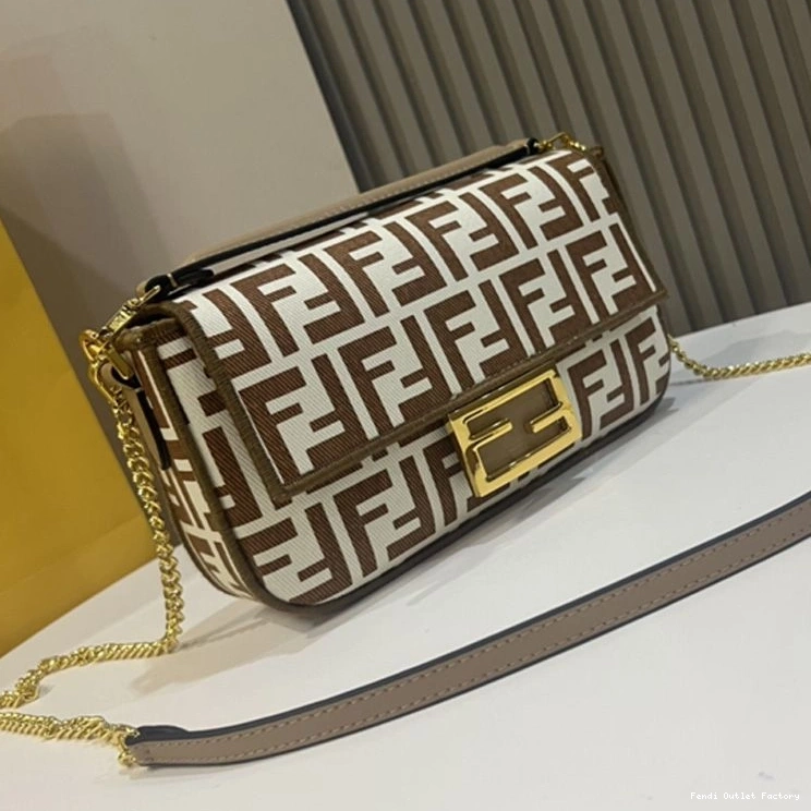 Cheap HOT Fendi Bag Baguette FF Mini Fabric Motif Coffee In 0807